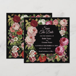 Reserve A Data Vermelho Rústico Rosa Floral Verde Preto