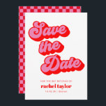 Reserve A Data Vermelhos Vermelhos Retro - Bandeja Mitzvah<br><div class="desc">Retro Mod Groovy Pink Vermelho Cor-de-Rosa Checkerboard Bat Mitzvah Salvar Data</div>