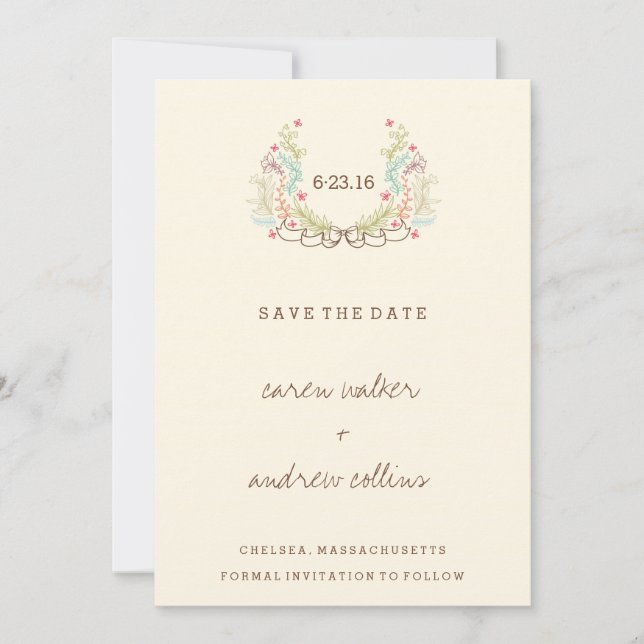 Reserve A Data Versa Floral Moderna Salva a placa Date (Frente)