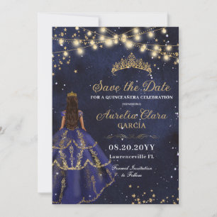 Reserve A Data Vestido Azul Marinho Noite Estrelada Dourado Quinc