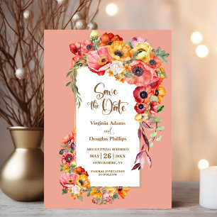 Reserve A Data Vibrantes Papoulas Salve o Dia do Casamento em Pês