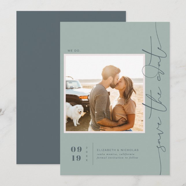 Reserve A Data Vidro do Oceano Índico Moderno | Data de salvament (Frente/Verso)