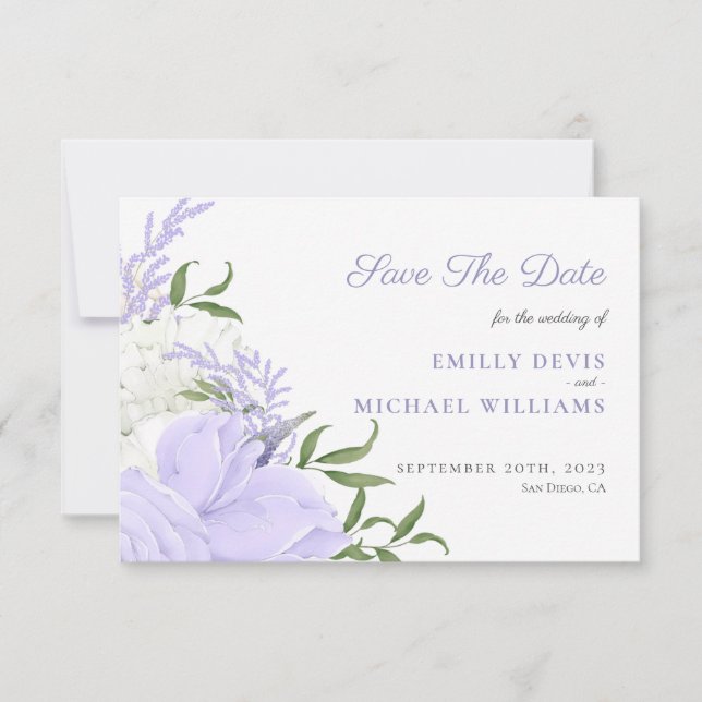 Reserve A Data Vinca Menor Botânica Aquarela Casamento (Frente)