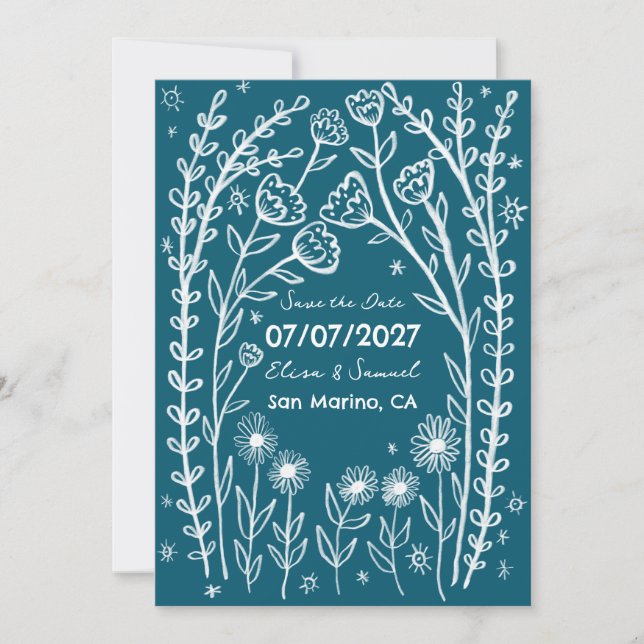 Reserve A Data Vinhas de Flores Silvestres Casamento Salve a Data (Frente)