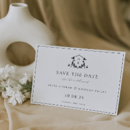 Reserve A Data Vinhas eternos Negras Crest Monograma Casamento