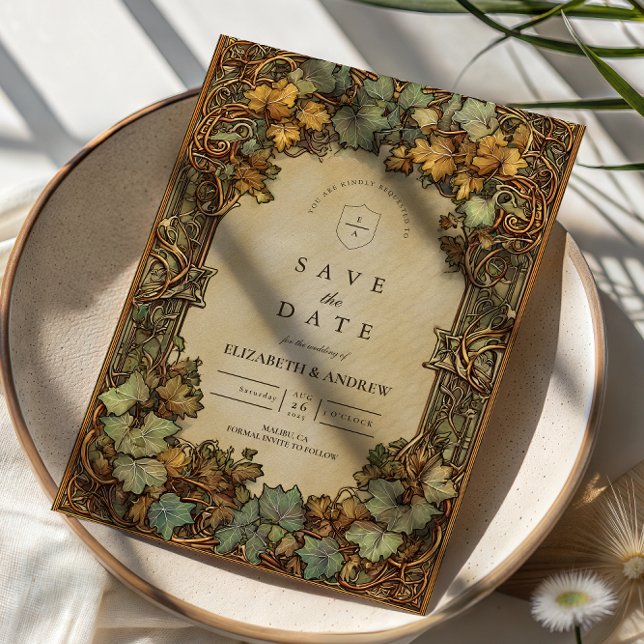 Reserve A Data Vintage Autumn Botanical Wedding (Criador carregado)