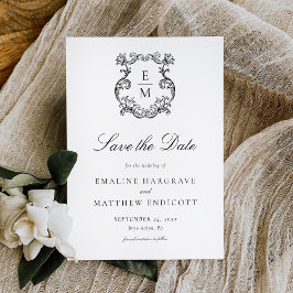 Reserve A Data Vintage Barroco Monograma Casamento de Crest