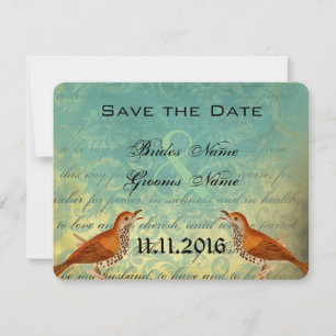Reserve A Data Vintage Birds Vin Wedding Vow Salvar Data