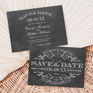 Reserve A Data Vintage Black Chalkboard Flourish Wedish