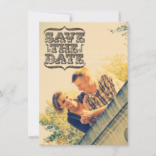 Reserve A Data Vintage Black Typoographic Photo Save the Date (Im