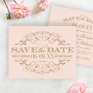 Reserve A Data Vintage Blush e Antiguamente Dourado Casamento Far