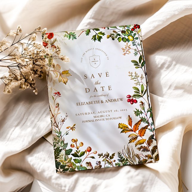 Reserve A Data Vintage Botanical Autumn Wedding (Criador carregado)