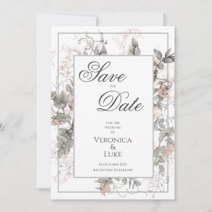 Reserve A Data Vintage Botanical Floral Wedding