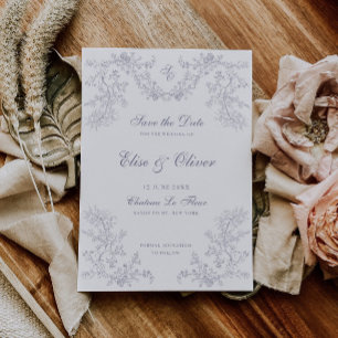 Reserve A Data Vintage Cinza Chinoiserie Casamento Monograma