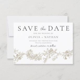 Reserve A Data Vintage Classic Floral Elegant Wedding
