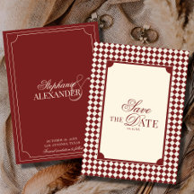 Vintage Deep Red Checkered Old Money Wedding