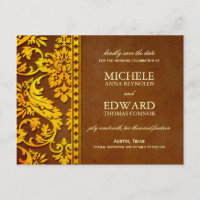 Vintage Dourado & Brown Damask Lace Salvar a Data