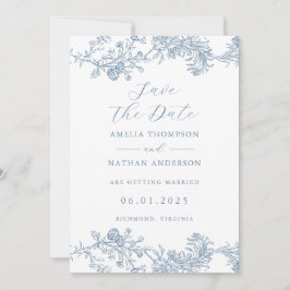 Reserve A Data Vintage Dusty Blue Elegant Casamento Salve A Data