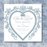 Reserve A Data Vintage Elegant Chinoiserie Blue Heart Wedt<br><div class="desc">Capturar romance de eterno com nosso casamento inspirado na vintage, salve o cartão de data. Este elegante design quadrado apresenta um fundo branco que evoca um clássico encanto antigo vitoriano. No centro, um incrível coração floral de chinoiserie azul empoeirado contém seus detalhes de casamento na bela tipografia de vintage. O...</div>