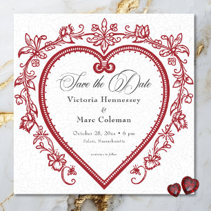 Reserve A Data Vintage Elegant Chinoiserie Floral Heart Wedding