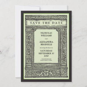 Reserve A Data Vintage Engravated Frame Save the Date (Sage/Black