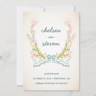 Reserve A Data Vintage Floral Frame Save the Date Card
