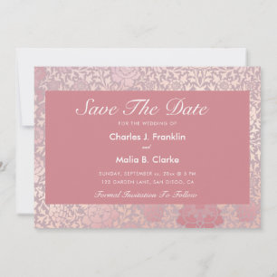 Reserve A Data Vintage Floral Rosa Pastel Prata