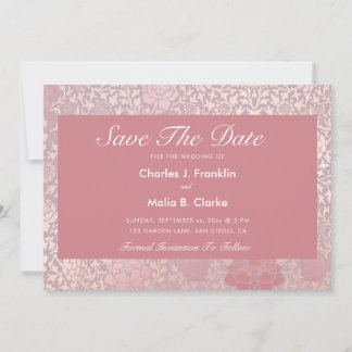 Reserve A Data Vintage Floral Rosa Pastel Prata