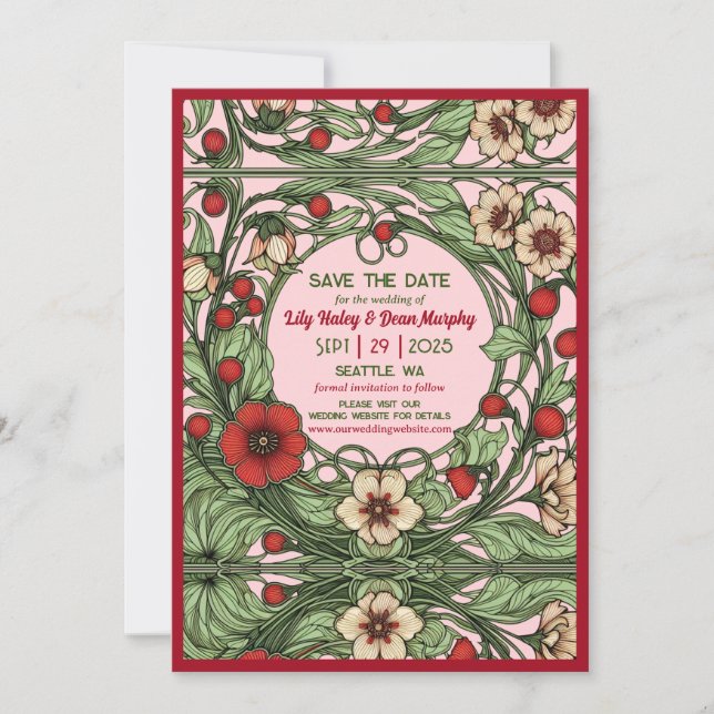 Reserve A Data Vintage Garden Art Nouveau Wedding (Frente)