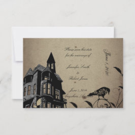 Reserve A Data Vintage Gothic House Casamento Salve a Data