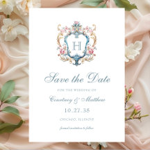 Vintage Monogrammed Floral Crest Casamento