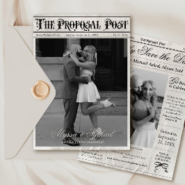 Reserve A Data Vintage Newspaper Black and White Photo Wedding