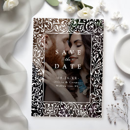 Reserve A Data Vintage Ornamentado Frame Classic Wedding Foto