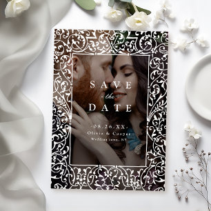 Reserve A Data Vintage Ornamentado Frame Classic Wedding Foto