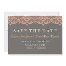 Vintage Peach Lace Casamento SALVE A DATA