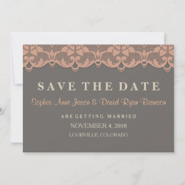 Reserve A Data Vintage Peach Lace Casamento SALVE A DATA