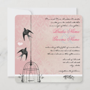 Reserve A Data Vintage Pink Damask Birdcage Salvar Data