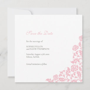Reserve A Data Vintage Pink Floral Rosa Lace Square Casamento