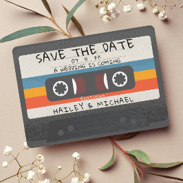 Reserve A Data Vintage Retro Cassette Fita QR Code Casamento
