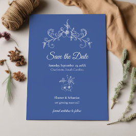 Reserve A Data Vintage Romance Dusty Blue Floral Casamento