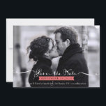 Reserve A Data Vintage Romantic Script Photo Save the Date<br><div class="desc">A caligrafia moderna e uma faixa de safra fazem deste design minimalista uma escolha excelente para as comemorações contemporâneas do casamento! As cores podem ser personalizadas para se adequarem ao seu motivo,  apenas me enviem uma mensagem.</div>