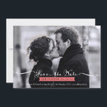 Reserve A Data Vintage Romantic Script Photo Save the Date<br><div class="desc">A caligrafia moderna e uma faixa de safra fazem deste design minimalista uma escolha excelente para as comemorações contemporâneas do casamento! As cores podem ser personalizadas para se adequarem ao seu motivo,  apenas me enviem uma mensagem.</div>