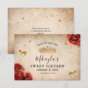 Reserve A Data Vintage Rosa Dourado Pergaminho Elegante