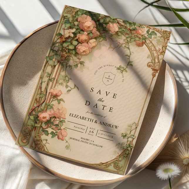 Reserve A Data Vintage Rose Arch Wedding (Criador carregado)