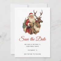 Vintage Santa Claus Andando em uma Reindeer no Nat