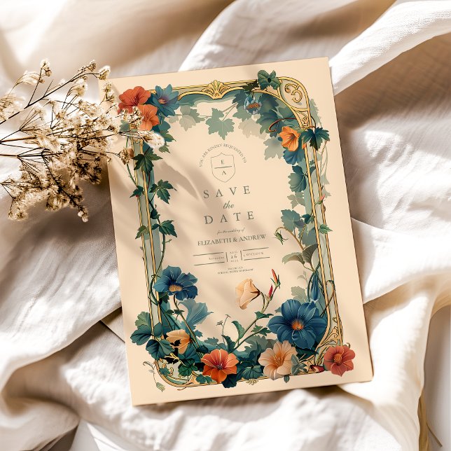 Reserve A Data Vintage Sapphire Bloom Frame Weding (Criador carregado)