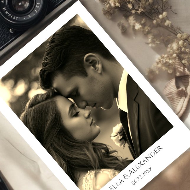 Reserve A Data Vintage Sepia Photo (Vintage Style Sepia Photo Overlay Save The Date)