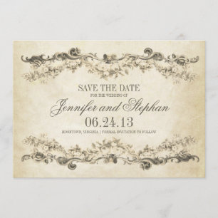 Reserve A Data vintage shabby old save date design