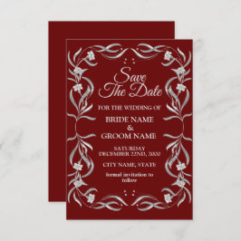 Reserve A Data Vintage Silver Floral Pattern Red Elegant Casament