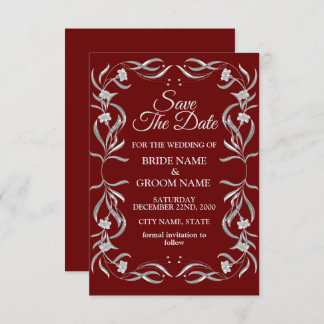 Reserve A Data Vintage Silver Floral Pattern Red Elegant Casament